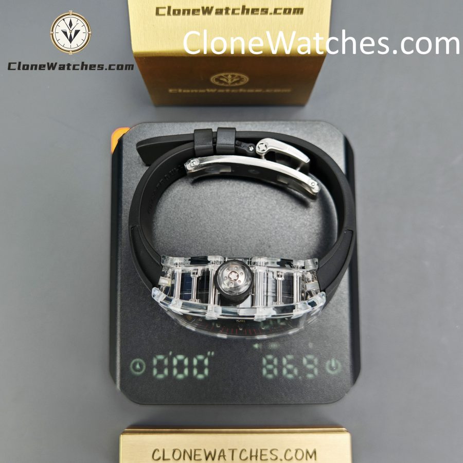 Richard Mille Super Clone Watches 1:1 RM 035 Full Transparent Tourbillon Black Strap - Image 14