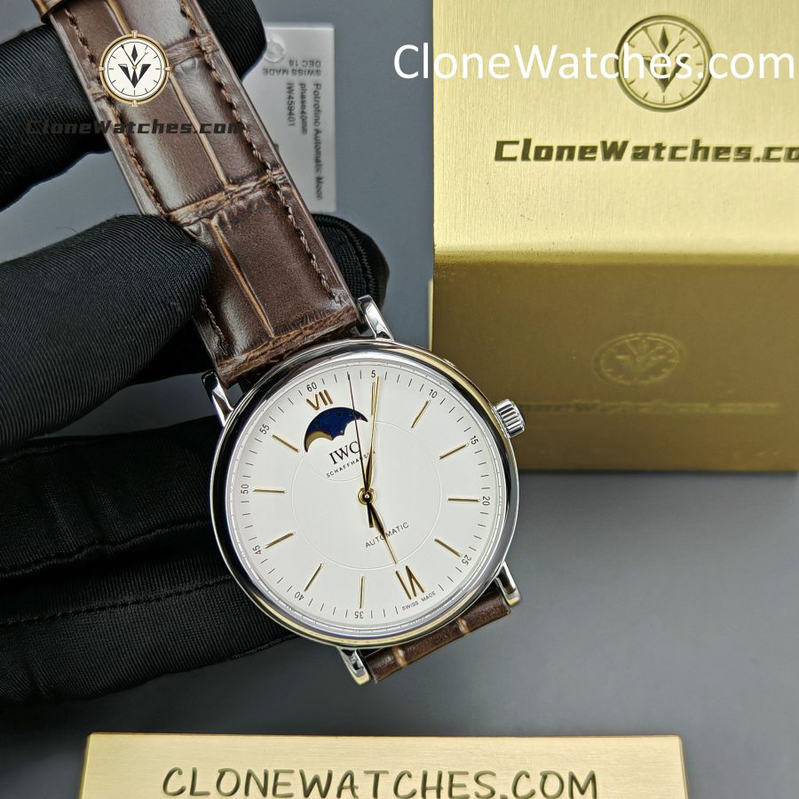 IWC Super Clone Watches 1:1 IW459401 Portofino Automatic Moon Phase 40mm White Dial - Image 4