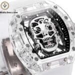 Richard Mille Super Clone Watches 1:1 RM 052 Full Transparent Tourbillon Skull White Strap - Image 3