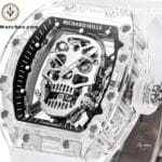Richard Mille Super Clone Watches 1:1 RM 052 Full Transparent Tourbillon Skull White Strap - Image 4