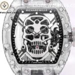 Richard Mille Super Clone Watches 1:1 RM 052 Full Transparent Tourbillon Skull White Strap - Image 2