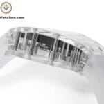 Richard Mille Super Clone Watches 1:1 RM 052 Full Transparent Tourbillon Skull White Strap - Image 6