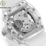 Richard Mille Super Clone Watches 1:1 RM 052 Full Transparent Tourbillon Skull White Strap - Image 8
