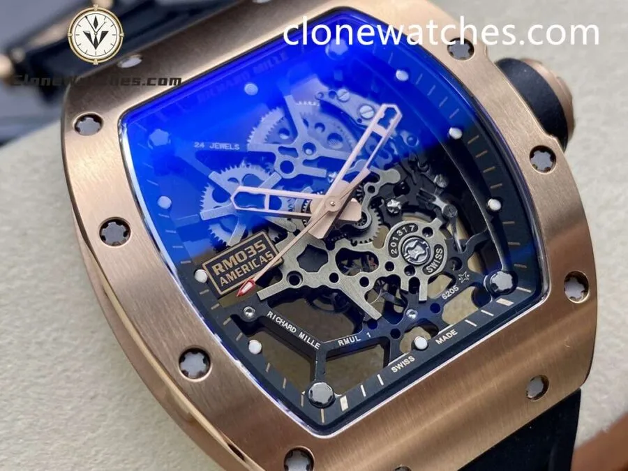 Richard Mille Super Clone Watches 1:1 RM 035 Americas Rose Gold Black Strap - Image 2