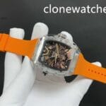 Richard Mille Super Clone Watches 1:1 RM 47 Full Transparent Tourbillon Orange Strap - Image 3