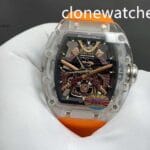 Richard Mille Super Clone Watches 1:1 RM 47 Full Transparent Tourbillon Orange Strap - Image 2
