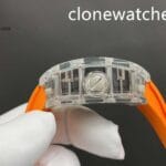 Richard Mille Super Clone Watches 1:1 RM 47 Full Transparent Tourbillon Orange Strap - Image 4