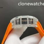 Richard Mille Super Clone Watches 1:1 RM 47 Full Transparent Tourbillon Orange Strap - Image 5