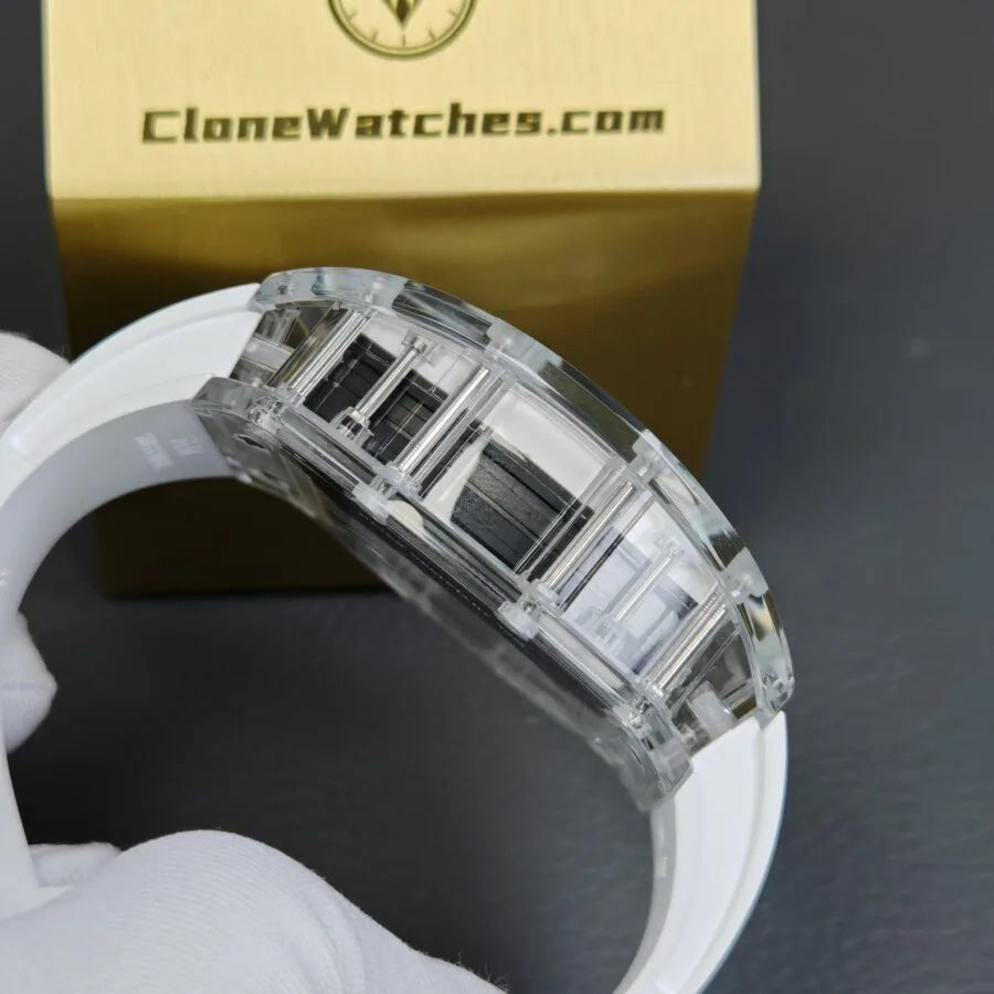 Richard Mille Super Clone Watches 1:1 RM 055 Full Transparent Tourbillon White Strap - Image 7