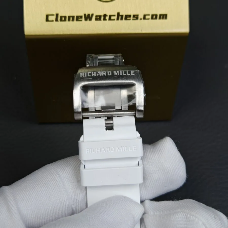 Richard Mille Super Clone Watches 1:1 RM 055 Full Transparent Tourbillon White Strap - Image 11