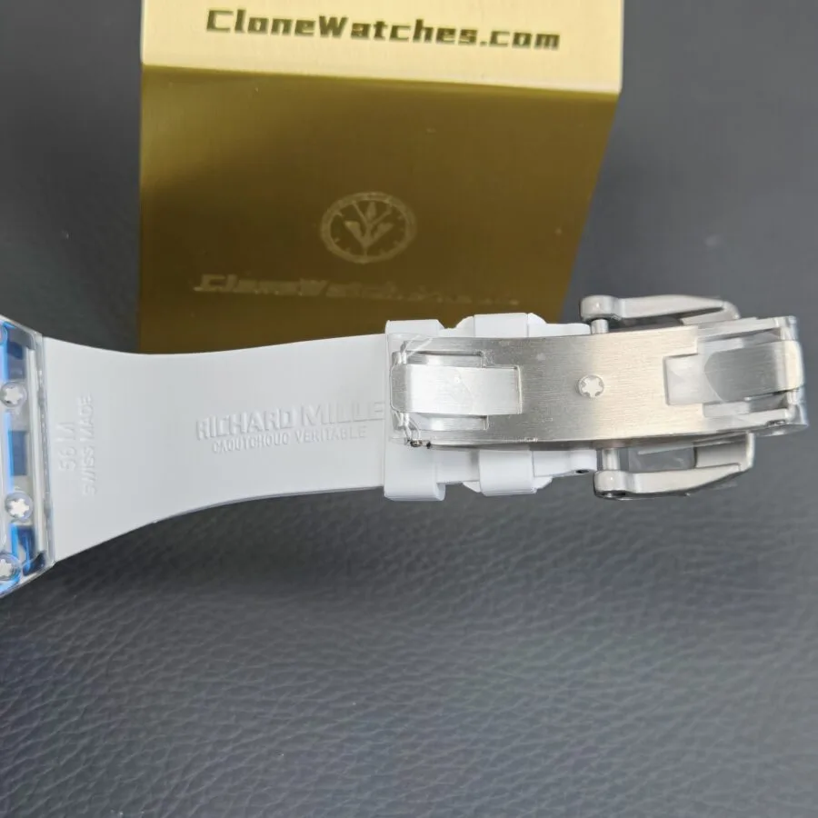 Richard Mille Super Clone Watches 1:1 RM 055 Full Transparent Tourbillon White Strap - Image 12