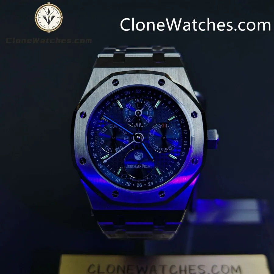 Audemars Piguet Super Clone Watches 1:1 Royal Oak Perpetual Calendar Blue Dial 26574ST 41MM - Image 2