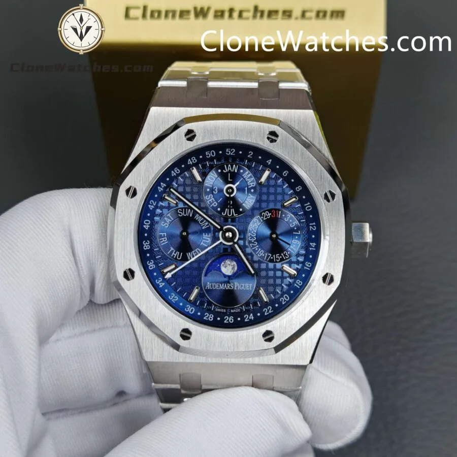 Audemars Piguet Super Clone Watches 1:1 Royal Oak Perpetual Calendar Blue Dial 26574ST 41MM - Image 4