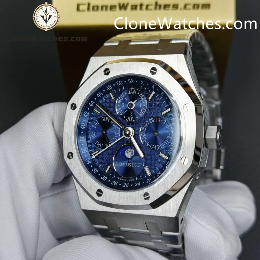 Audemars Piguet Super Clone Watches 1:1 Royal Oak Perpetual Calendar Blue Dial 26574ST 41MM - Image 6