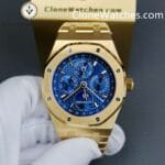 Audemars Piguet Super Clone Watches 1:1 Royal Oak Perpetual Calendar 18K Gold Plated Blue Dial 26574BA 41MM - Image 4