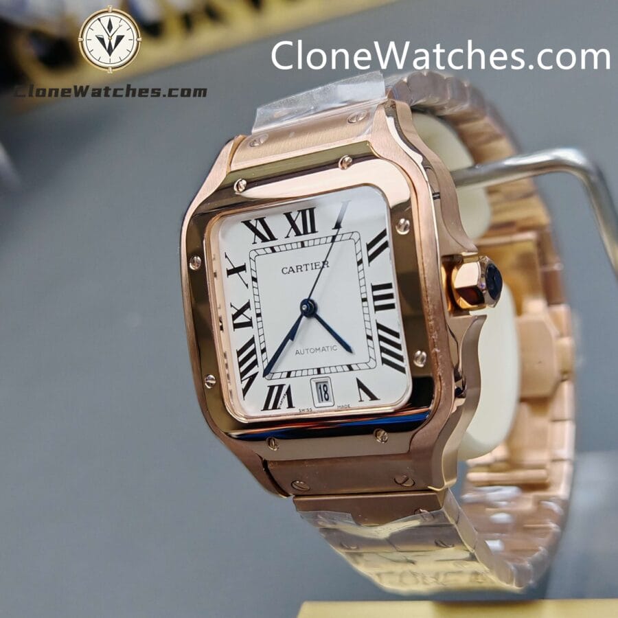 Cartier Super Clone Watches 1:1 Santos Rose Gold White Dial 39.8MM WGSA0007 - Image 2