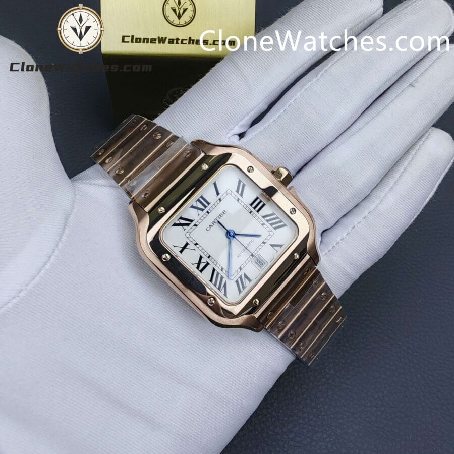 Cartier Super Clone Watches 1:1 Santos Rose Gold White Dial 39.8MM WGSA0007 - Image 5