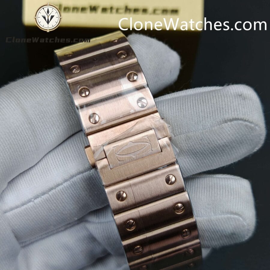 Cartier Super Clone Watches 1:1 Santos Rose Gold White Dial 39.8MM WGSA0007 - Image 13