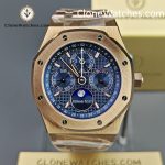 Audemars Piguet Super Clone Watches 1:1 Royal Oak Perpetual Calendar Rose Gold Blue Dial 26574OR 41MM