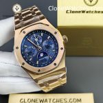 Audemars Piguet Super Clone Watches 1:1 Royal Oak Perpetual Calendar Rose Gold Blue Dial 26574OR 41MM - Image 6
