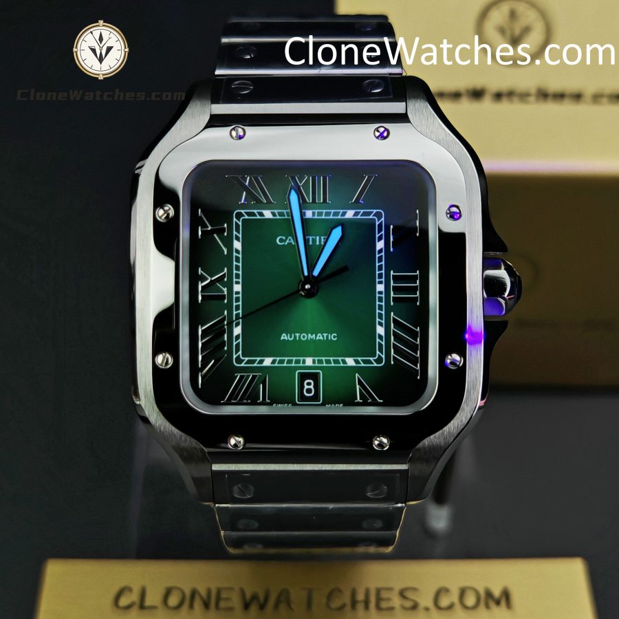 Cartier Super Clone Watches 1:1 Santos Series Gradient Green Dial 39.8MM WSSA0062 - Image 2