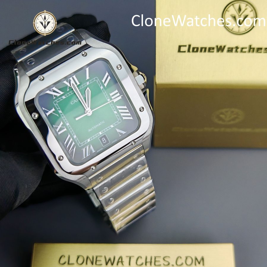 Cartier Super Clone Watches 1:1 Santos Series Gradient Green Dial 39.8MM WSSA0062 - Image 4
