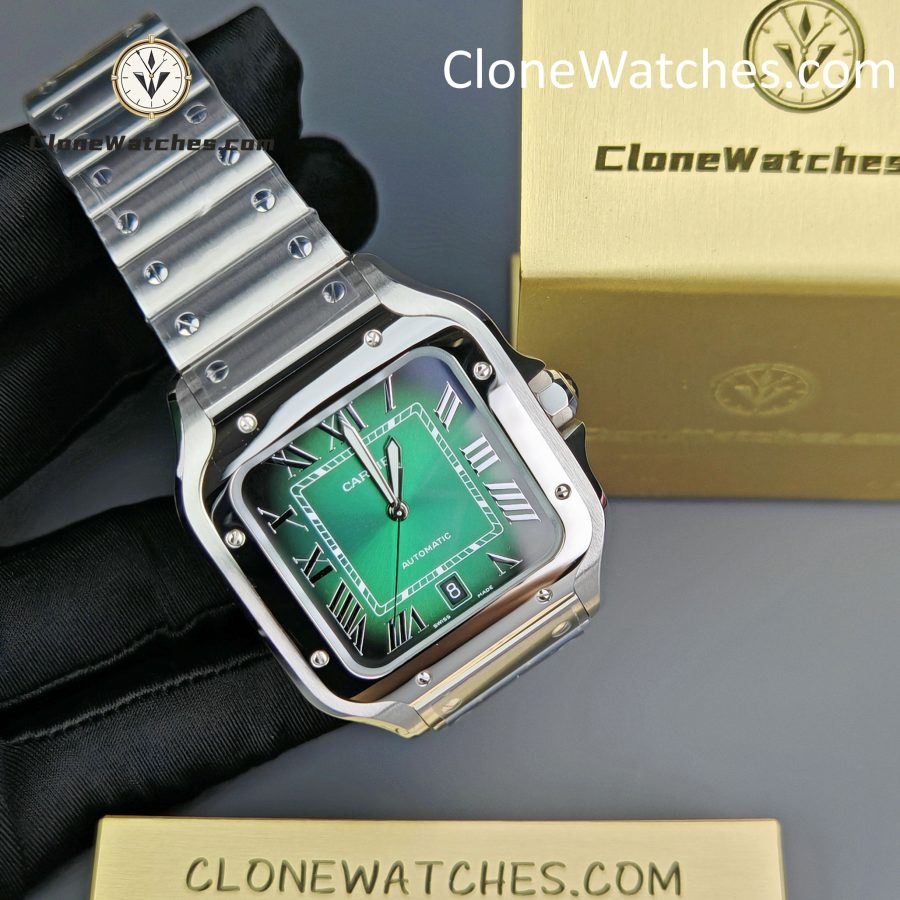 Cartier Super Clone Watches 1:1 Santos Series Gradient Green Dial 39.8MM WSSA0062 - Image 5