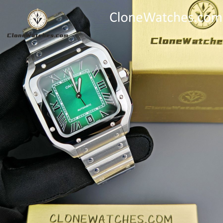 Cartier Super Clone Watches 1:1 Santos Series Gradient Green Dial 39.8MM WSSA0062 - Image 6