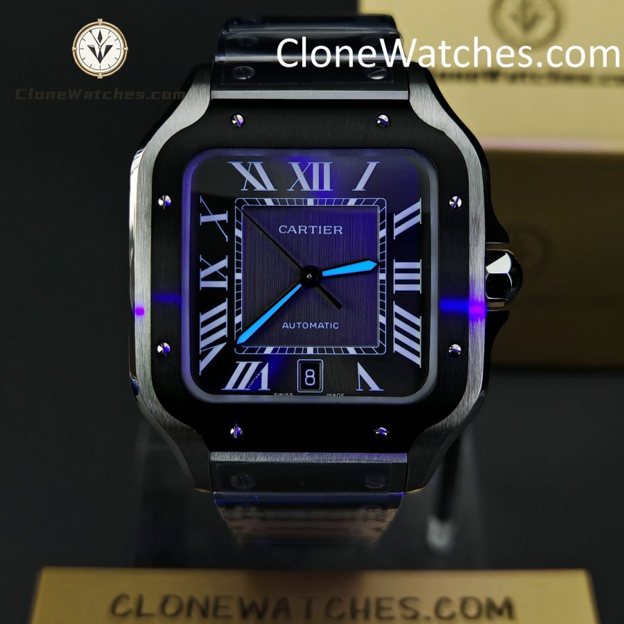 Cartier Super Clone Watches 1:1 Santos Series Gray Dial 39.8MM WSSA0037 Steel Strap - Image 2