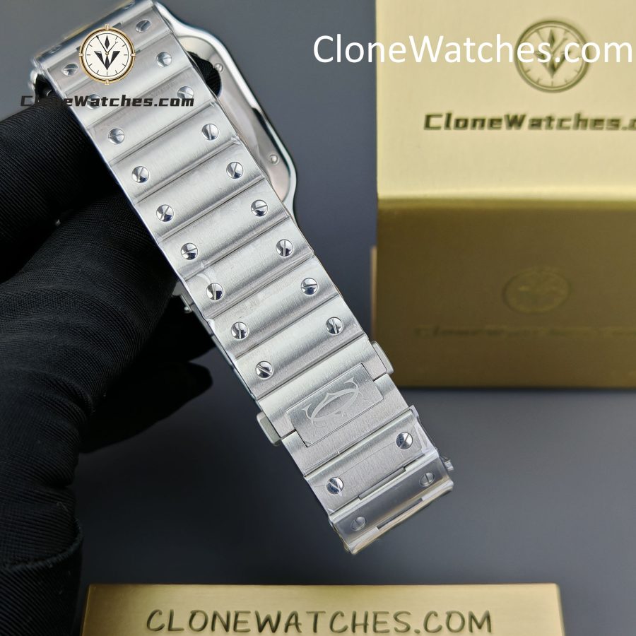 Cartier Super Clone Watches 1:1 Santos Series Gray Dial 39.8MM WSSA0037 Steel Strap - Image 8