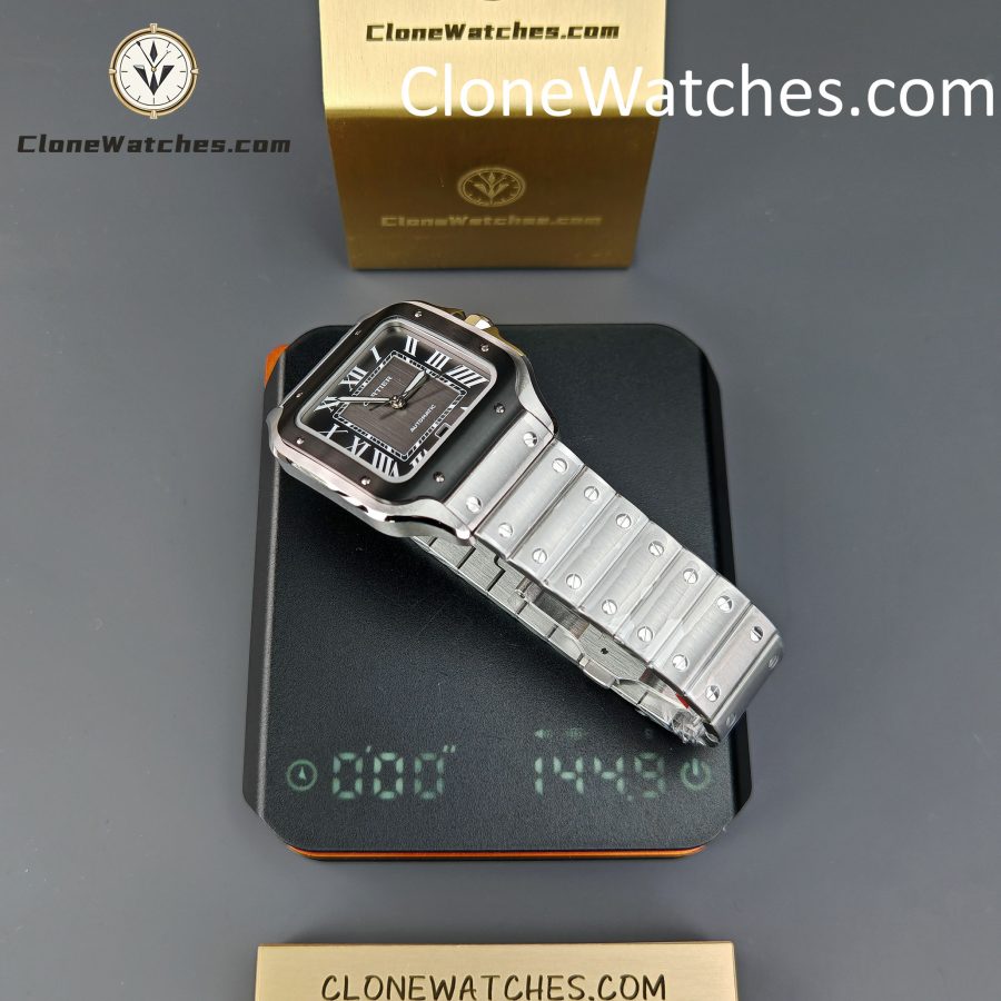 Cartier Super Clone Watches 1:1 Santos Series Gray Dial 39.8MM WSSA0037 Steel Strap - Image 15