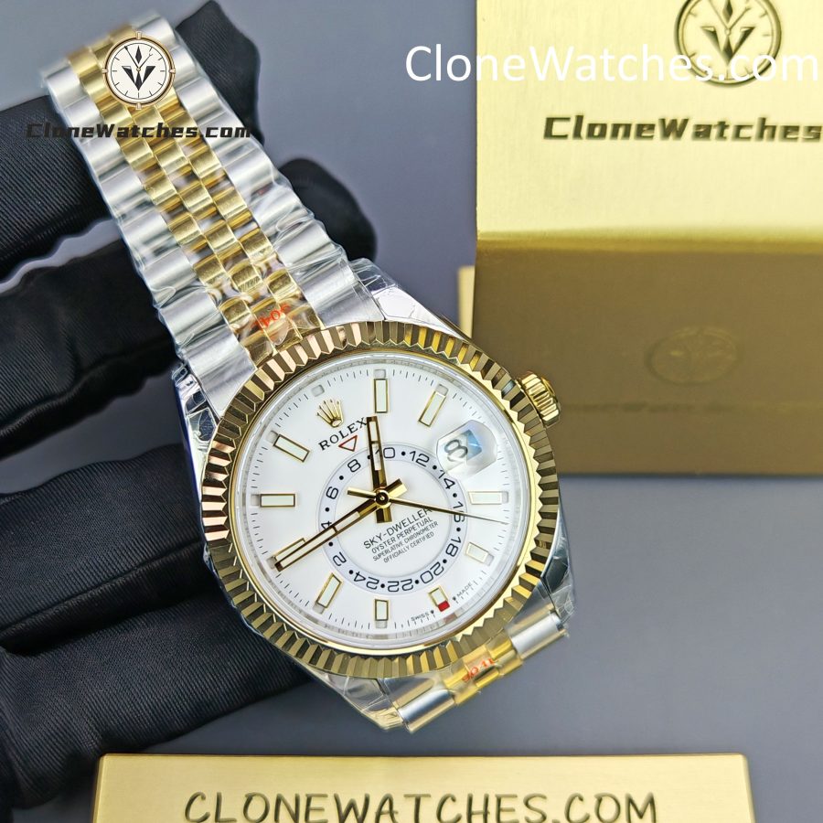 Rolex Super Clone Watches 1:1 Sky Dweller White Dial Jubilee m336933-0006 42MM - Image 4