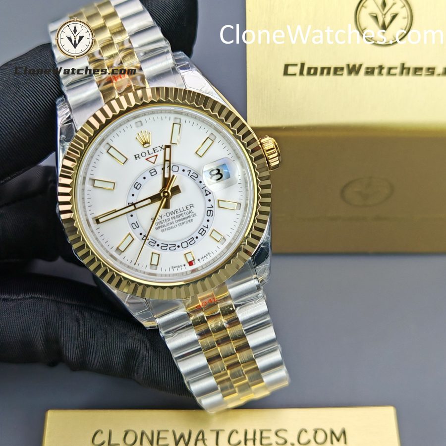 Rolex Super Clone Watches 1:1 Sky Dweller White Dial Jubilee m336933-0006 42MM - Image 5