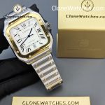 Cartier Super Clone Watches 1:1 Santos Series White Dial 18K gold plated 39.8MM W2SA0009 Steel Strap - Image 3