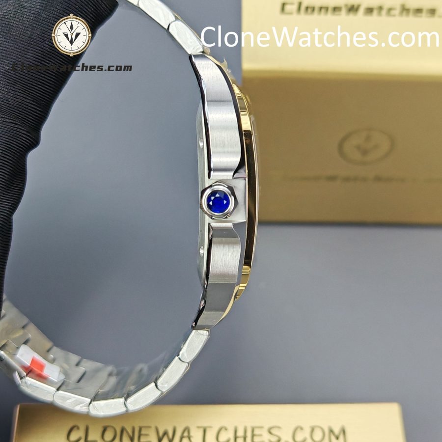 Cartier Super Clone Watches 1:1 Santos Series White Dial 18K gold plated 39.8MM W2SA0009 Steel Strap - Image 7