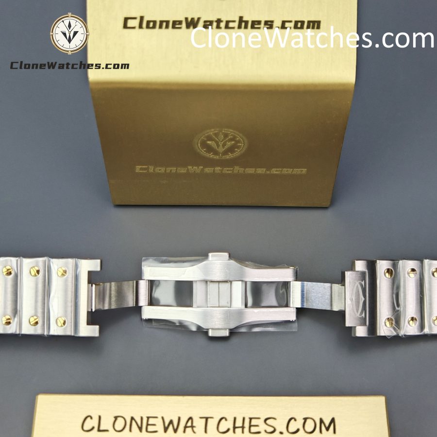 Cartier Super Clone Watches 1:1 Santos Series White Dial 18K gold plated 39.8MM W2SA0009 Steel Strap - Image 10