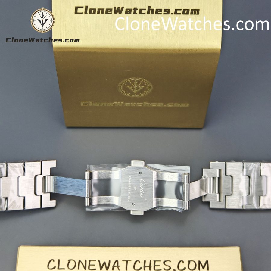 Cartier Super Clone Watches 1:1 Santos Series White Dial 18K gold plated 39.8MM W2SA0009 Steel Strap - Image 11
