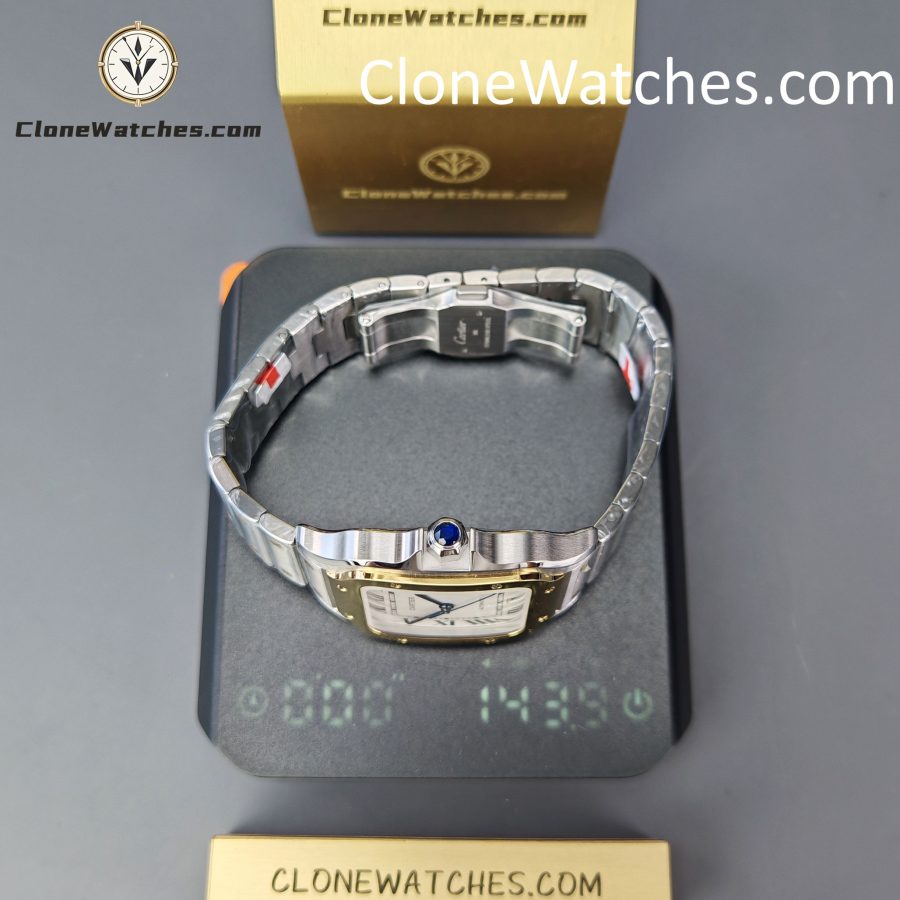 Cartier Super Clone Watches 1:1 Santos Series White Dial 18K gold plated 39.8MM W2SA0009 Steel Strap - Image 16