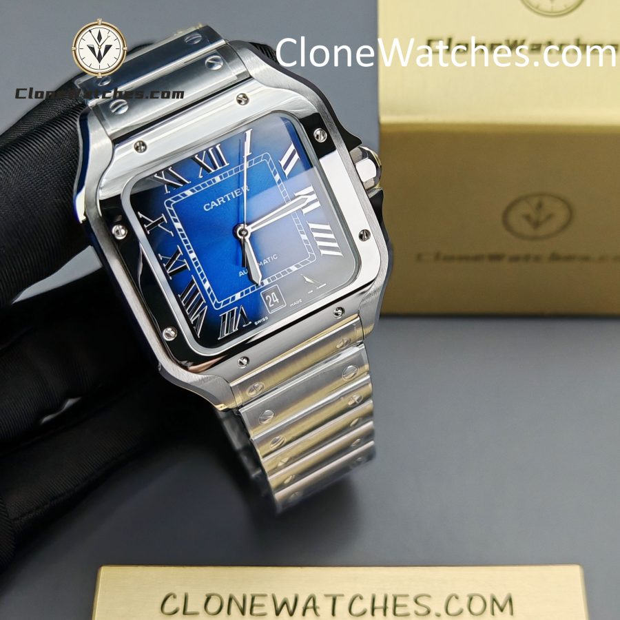 Cartier Super Clone Watches 1:1 Santos Series Gradient Blue Dial 39.8MM WSSA0013 - Image 4