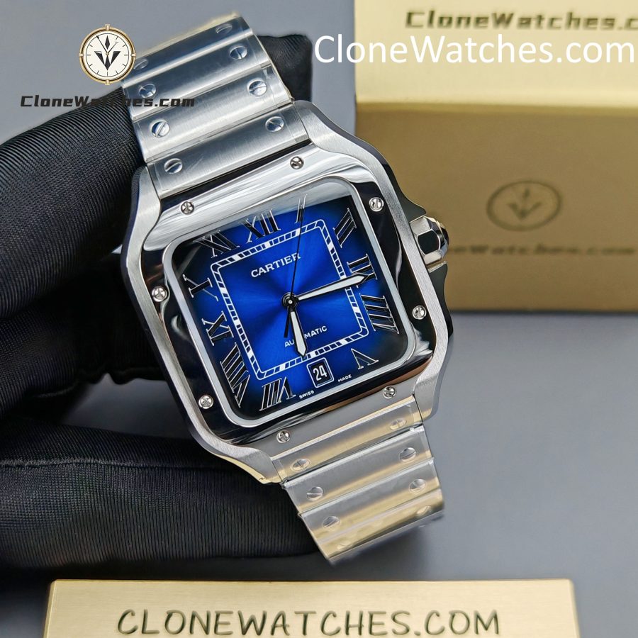 Cartier Super Clone Watches 1:1 Santos Series Gradient Blue Dial 39.8MM WSSA0013 - Image 6
