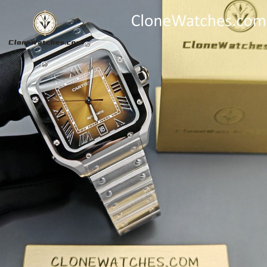 Cartier Super Clone Watches 1:1 Santos Series Gradient Brown Dial 39.8MM WSSA0064 - Image 4