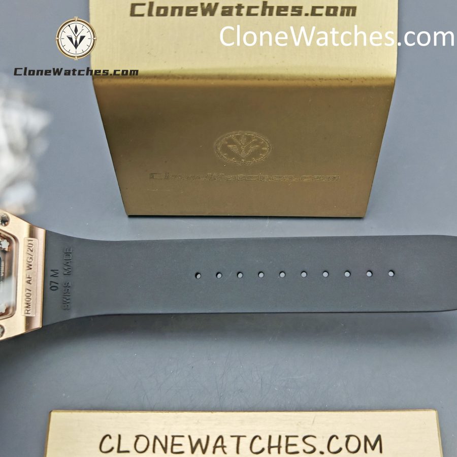 Richard Mille Super clone watches 1:1 RM 07-01Rose Gold Diamond dial Black strap - Image 11