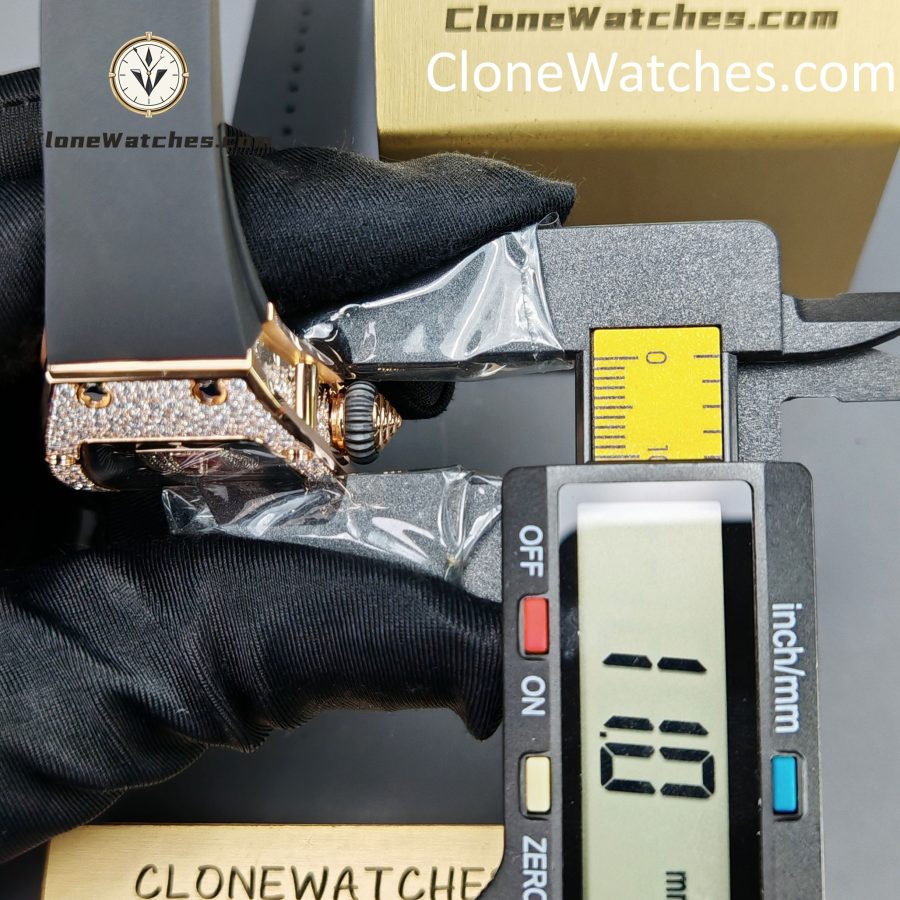 Richard Mille Super clone watches 1:1 RM 07-01Rose Gold Diamond dial Black strap - Image 14