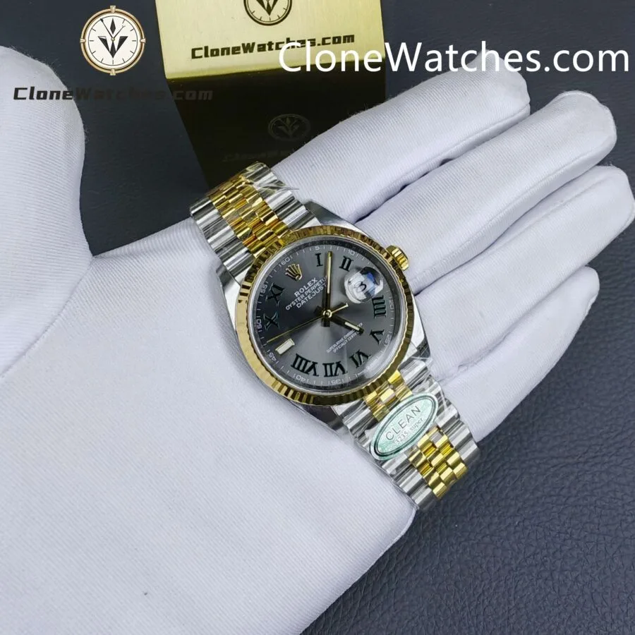 Rolex Super Clone Watches 1:1 DateJust Gray Roman Dial M126233 – 0035 Jubilee 36MM 3235 Movement - Image 5