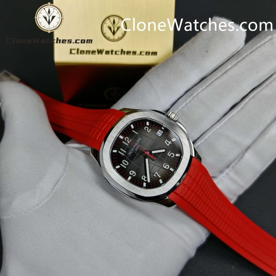 Patek Philippe Super Clone Watches 1:1 Aquanaut 5167 Black Dial 40mm Red Strap Special Edition - Image 6