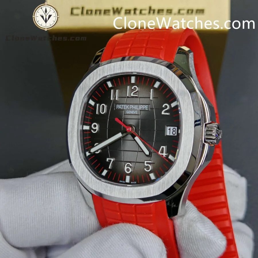 Patek Philippe Super Clone Watches 1:1 Aquanaut 5167 Black Dial 40mm Red Strap Special Edition - Image 5