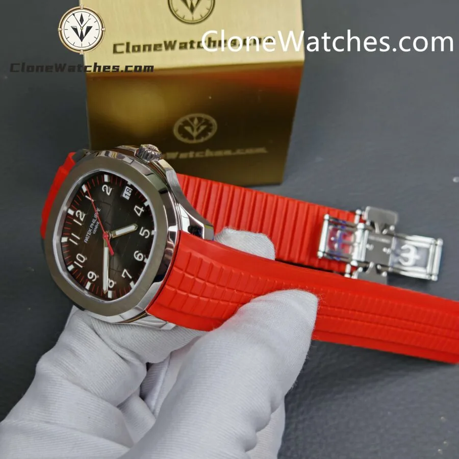 Patek Philippe Super Clone Watches 1:1 Aquanaut 5167 Black Dial 40mm Red Strap Special Edition - Image 7