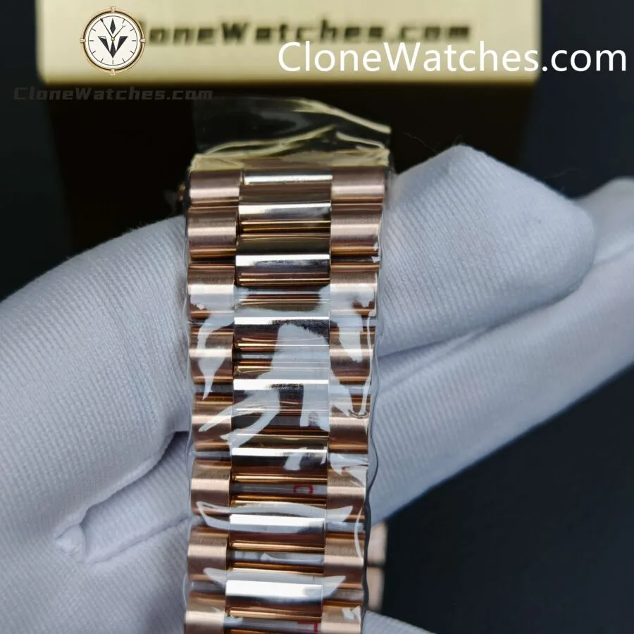 Rolex Super Clone Watches 1:1 Day Date Rose Gold Brown Roman Dial 36mm m128235-0075 3255 Movement - Image 11