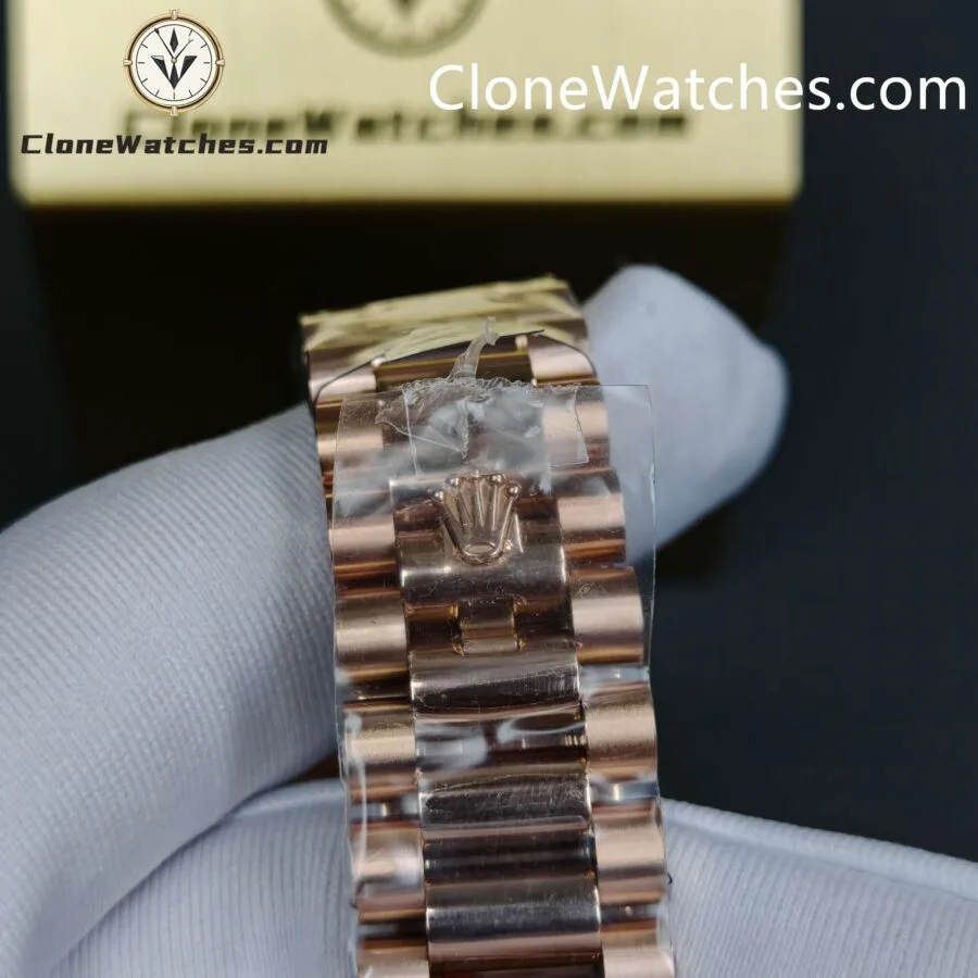 Rolex Super Clone Watches 1:1 Day Date Rose Gold Brown Roman Dial 36mm m128235-0075 3255 Movement - Image 12