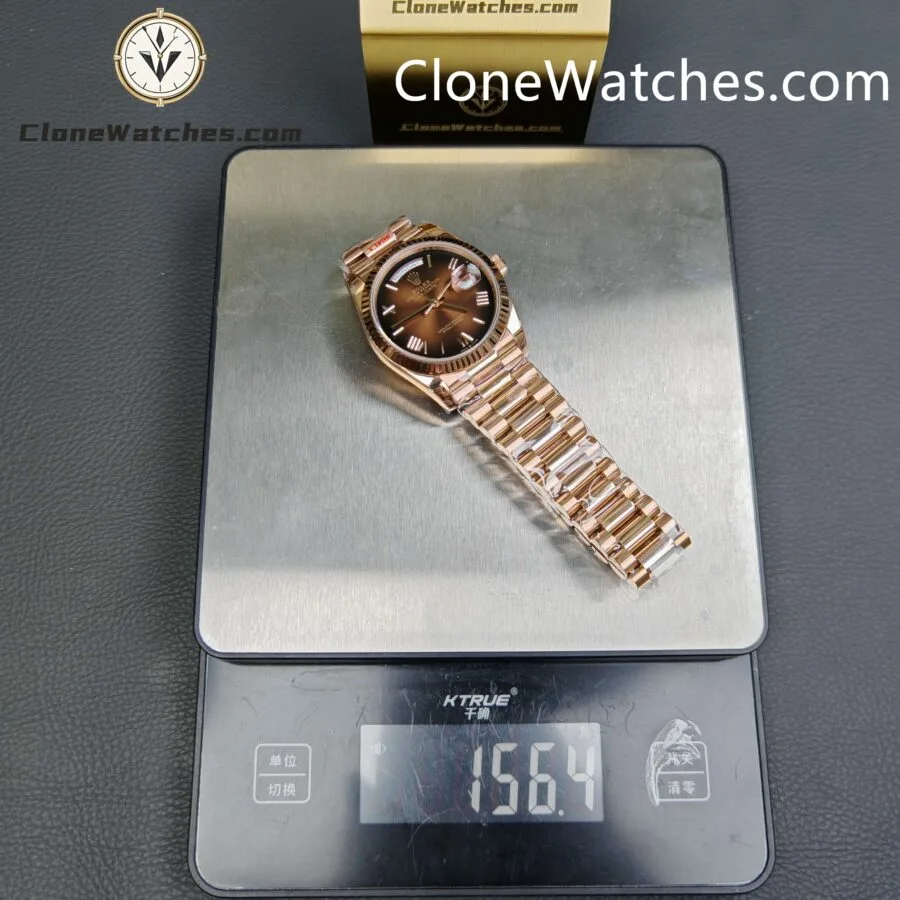 Rolex Super Clone Watches 1:1 Day Date Rose Gold Brown Roman Dial 36mm m128235-0075 3255 Movement - Image 13